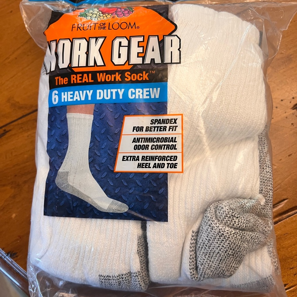 Fruit of the Loom White and Gray Work Gear Socks